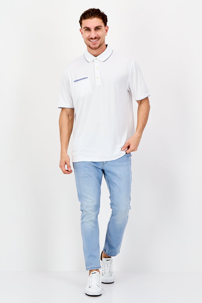 Greg Norman Men Regular Fit Short Sleeve Plain Polo Shirt, White - Image 3